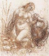 Leonardo  Da Vinci Study for a kneeling Leda oil painting
